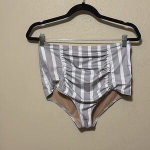 Kortni Jeane striped high waisted swimsuit‎ bottoms Size Large